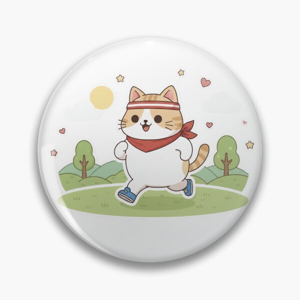 Item preview, Cute Kawaii Cat Running in Park - Aesthetic Fitness Kitty - Noopnyang Studio designed and sold by NoopnyangStudio.