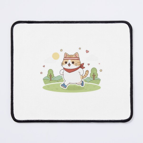 Item preview, Cute Kawaii Cat Running in Park - Aesthetic Fitness Kitty - Noopnyang Studio designed and sold by NoopnyangStudio.