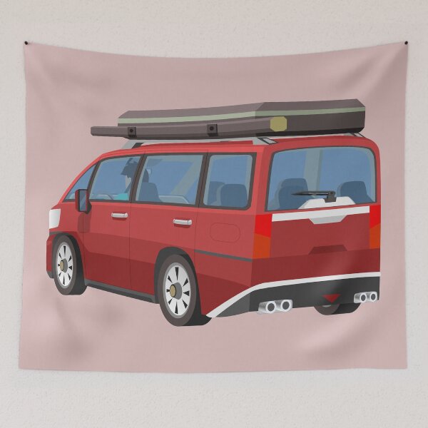 Item preview, Red Adventure Minivan with Roof Tent Vector Art designed and sold by Preat Landscape Vector.