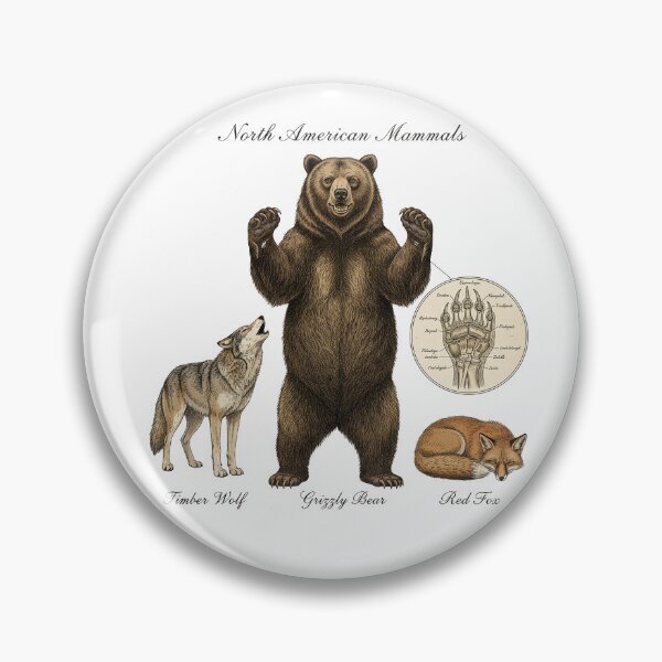 Item preview, North American Mammals Illustration | Timber Wolf, Red Fox, Bear Animal Design designed and sold by PacificNWGearCo.