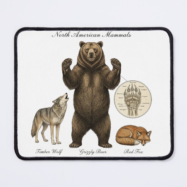 Item preview, North American Mammals Illustration | Timber Wolf, Red Fox, Bear Animal Design designed and sold by PacificNWGearCo.