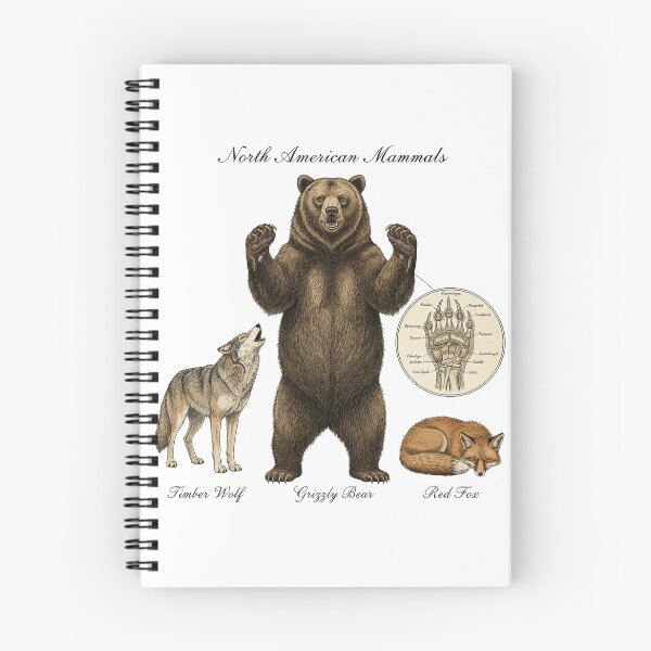 Item preview, North American Mammals Illustration | Timber Wolf, Red Fox, Bear Animal Design designed and sold by PacificNWGearCo.