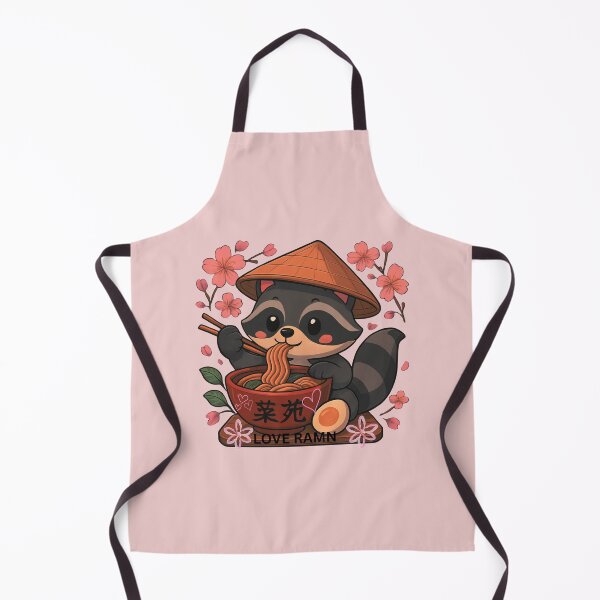 Item preview, PLAYFUL AND CUTE KAWAII ANIME RACCOON EATING RAMEN NOODLES SURROUNDED BY CHERRY BLOSSOM designed and sold by MKTreasures.
