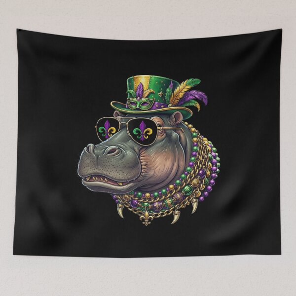 Item preview, Hippos Mardi Gras Party Celebration designed and sold by CORJIDOG-ART.