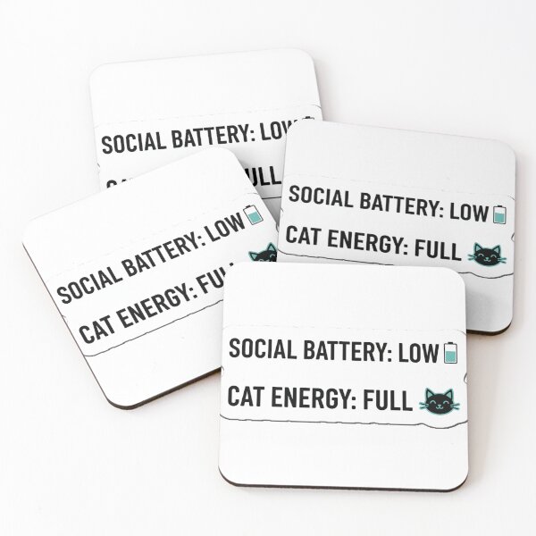 Item preview, Social Battery Low Cat Energy Full - Funny Anti Social Cat Lover Gift designed and sold by digiartsolution.