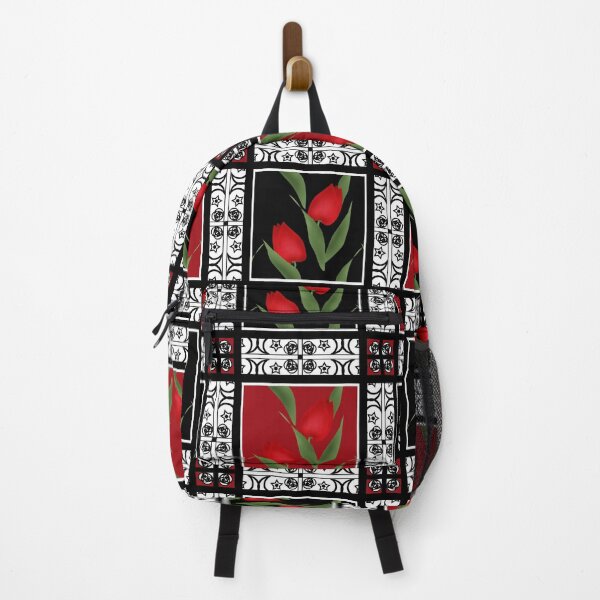 Item preview, Oriental pattern modern elements with flowers of red tulips designed and sold by fuzzyfox.
