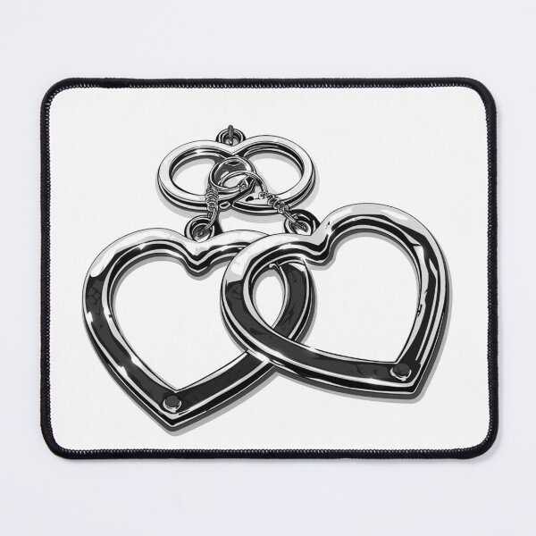 Item preview, Locked in Love – Heart Shaped Handcuffs Gothic Black and White Illustration designed and sold by inkoutninja.
