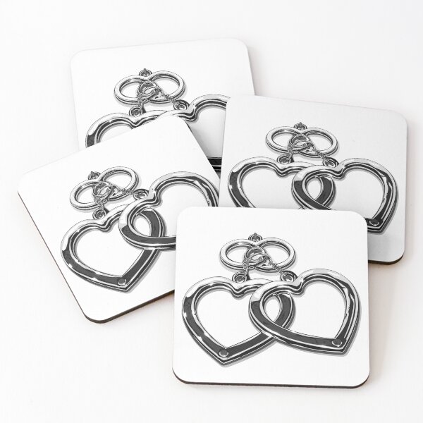 Item preview, Locked in Love – Heart Shaped Handcuffs Gothic Black and White Illustration designed and sold by inkoutninja.