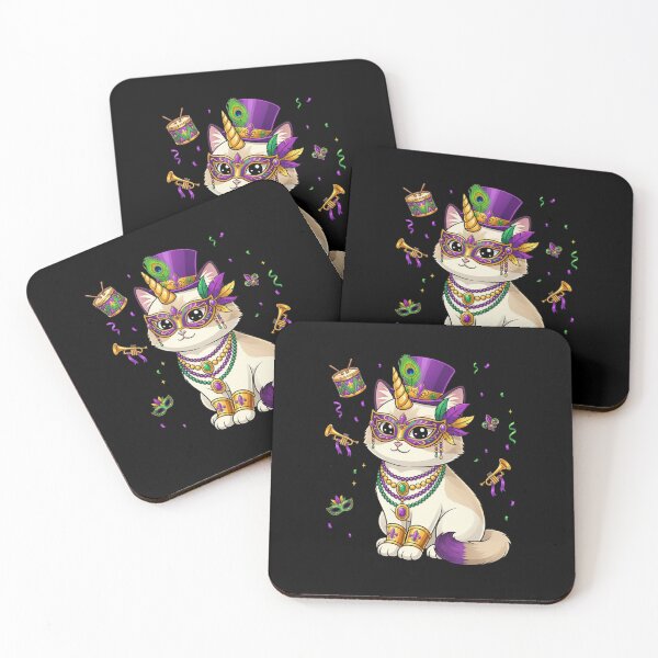 Item preview, Mardi Gras Cat Unicorn Mask Beads Top Hat designed and sold by CORJIDOG-ART.