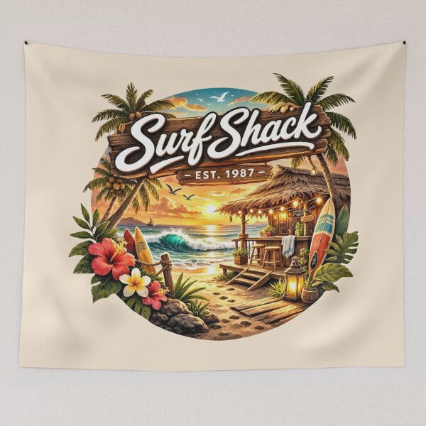 Item preview, Surf Shack Tropical Beach Sunset designed and sold by Myra365Art.