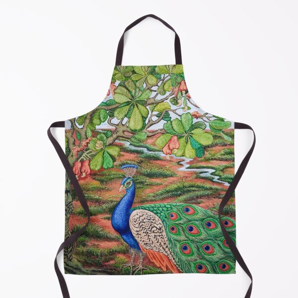 Item preview, Majestic Peacock and Cashew tree Art Print – Original Acrylic Wildlife Painting designed and sold by GeoffBeattie.