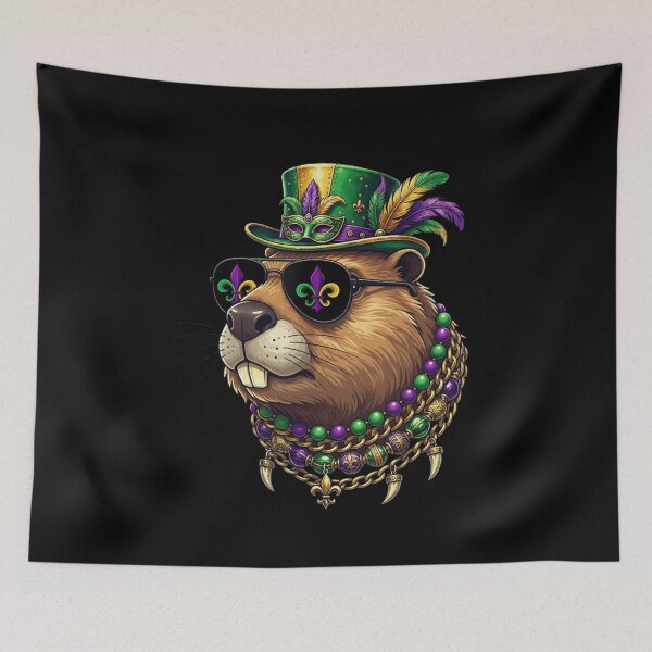 Item preview, Mardi Gras Beaver Bourbon Street Style designed and sold by CORJIDOG-ART.