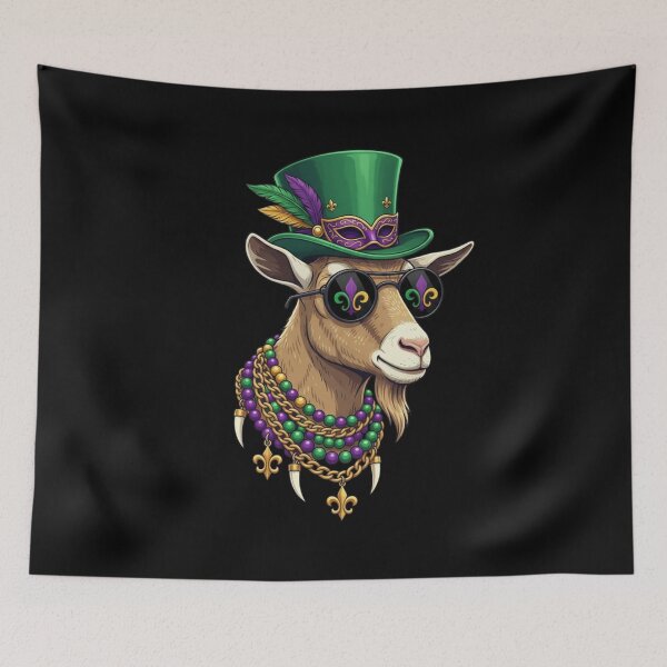 Item preview, Mardi Gras Goat With Beads And Hat designed and sold by CORJIDOG-ART.