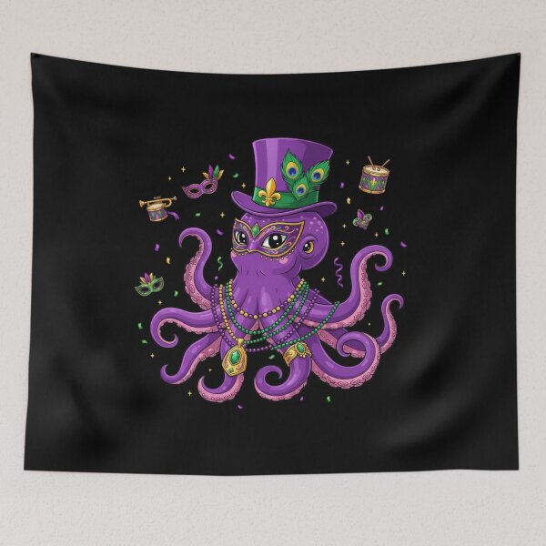 Item preview, Mardi Gras Octopus Mask Top Hat Beads designed and sold by CORJIDOG-ART.
