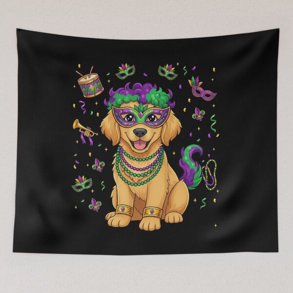 Item preview, Mardi Gras Golden Retriever Dog designed and sold by CORJIDOG-ART.