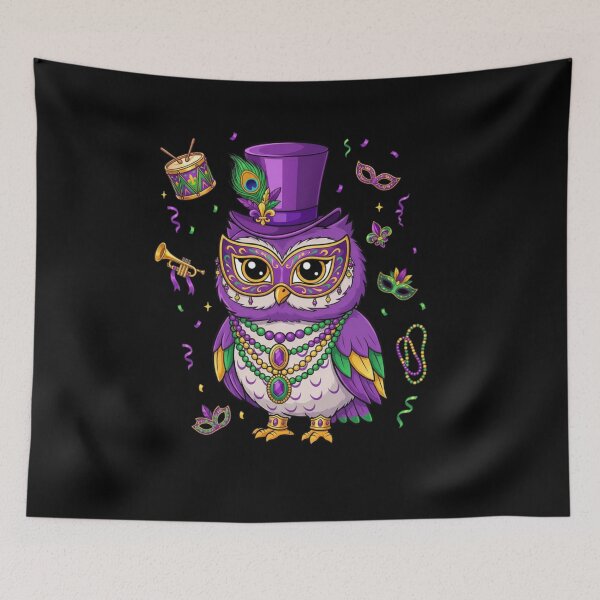 Item preview, Mardi Gras Owl Masquerade New Orleans Celebration designed and sold by CORJIDOG-ART.