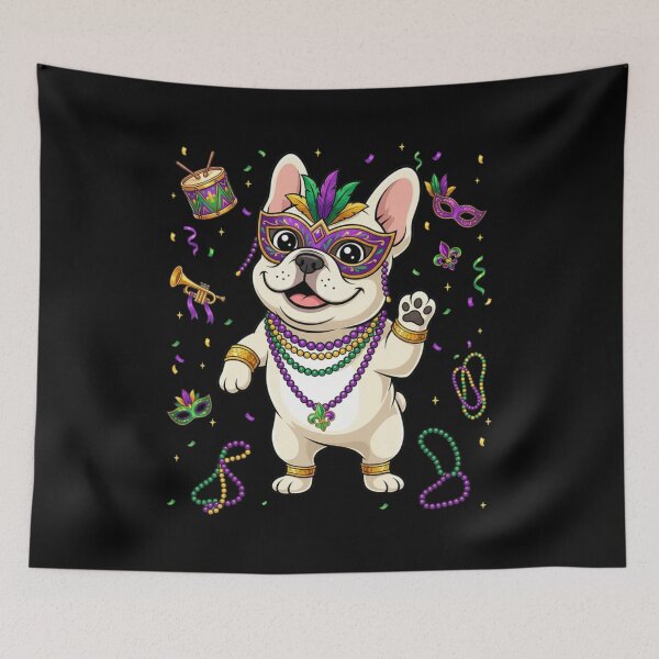 Item preview, French Bulldog Mardi Gras Mask Beads designed and sold by CORJIDOG-ART.