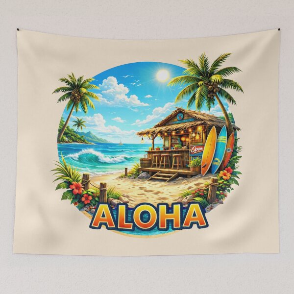 Item preview, Aloha Tropical Surf Shack Beach Hawaii designed and sold by Myra365Art.