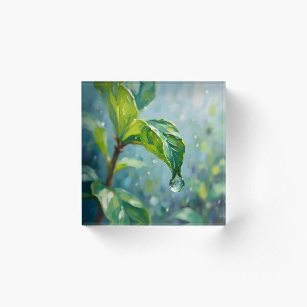 Item preview, Leaf With Water Droplet – Nature Macro Art in Soft Green Bokeh | Calm Botanical Wall Print & Sticker designed and sold by Nene's design.