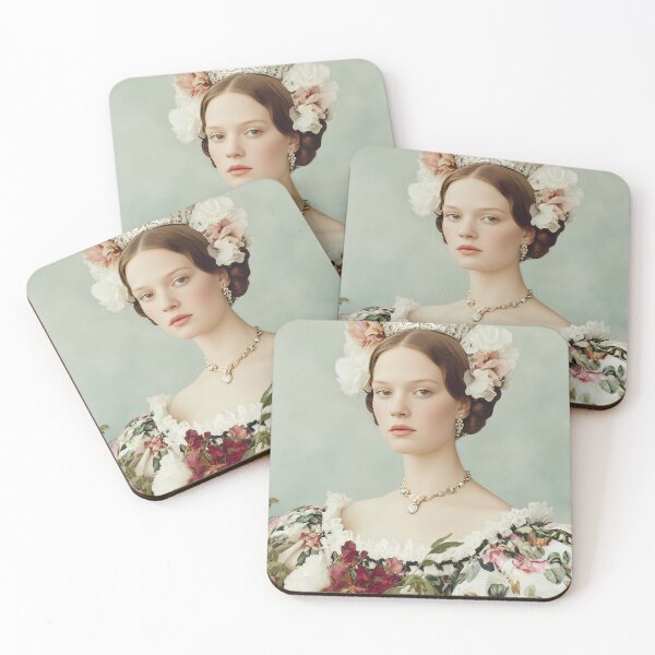 Item preview, Romantic Royal Floral Portrait – Elegant Vintage Queen Art designed and sold by Mindrender.