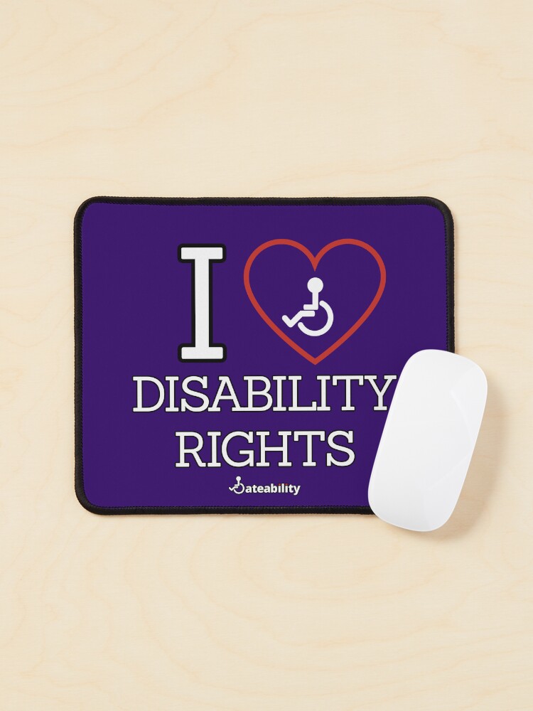 Thumbnail 1 of 5, Mouse Pad, I Love Disability Rights designed and sold by Dateability.