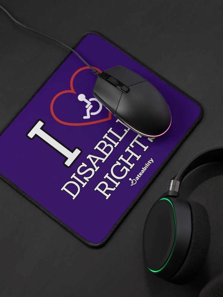 Thumbnail 4 of 5, Mouse Pad, I Love Disability Rights designed and sold by Dateability.