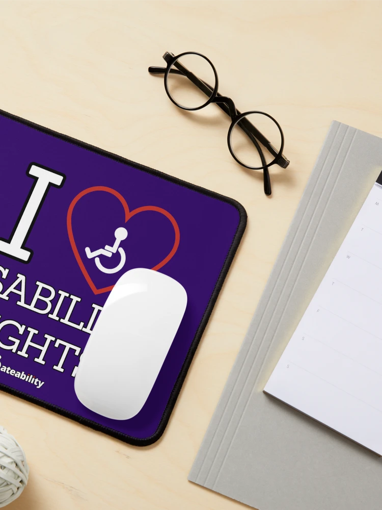 Thumbnail 3 of 5, Mouse Pad, I Love Disability Rights designed and sold by Dateability.
