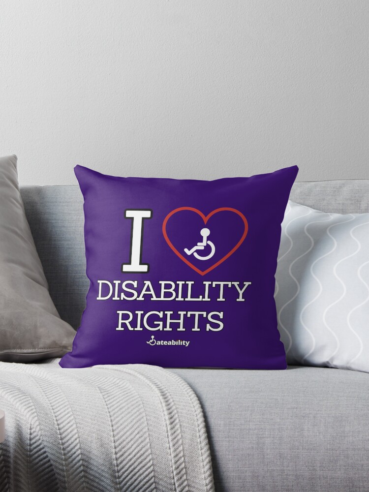 Thumbnail 1 of 4, Pillow, I Love Disability Rights designed and sold by Dateability.