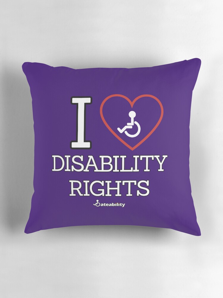 Thumbnail 3 of 4, Pillow, I Love Disability Rights designed and sold by Dateability.