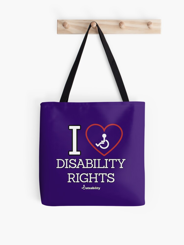 Thumbnail 1 of 2, Tote Bag, I Love Disability Rights designed and sold by Dateability.