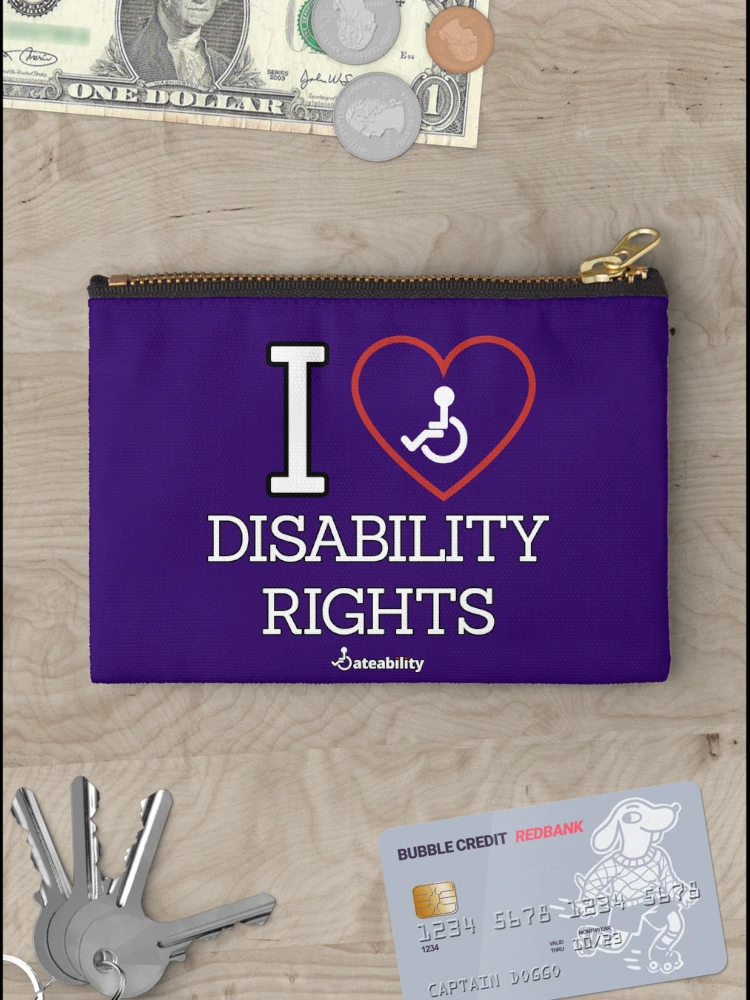 Thumbnail 3 of 4, Zipper Pouch, I Love Disability Rights designed and sold by Dateability.