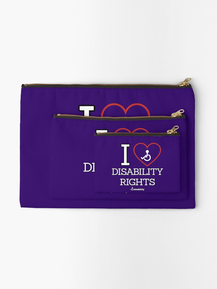 Thumbnail 2 of 4, Zipper Pouch, I Love Disability Rights designed and sold by Dateability.