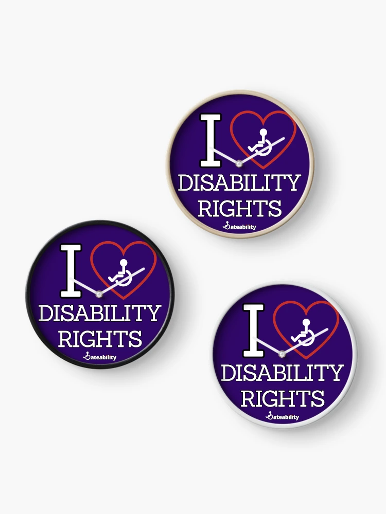Thumbnail 3 of 4, Clock, I Love Disability Rights designed and sold by Dateability.