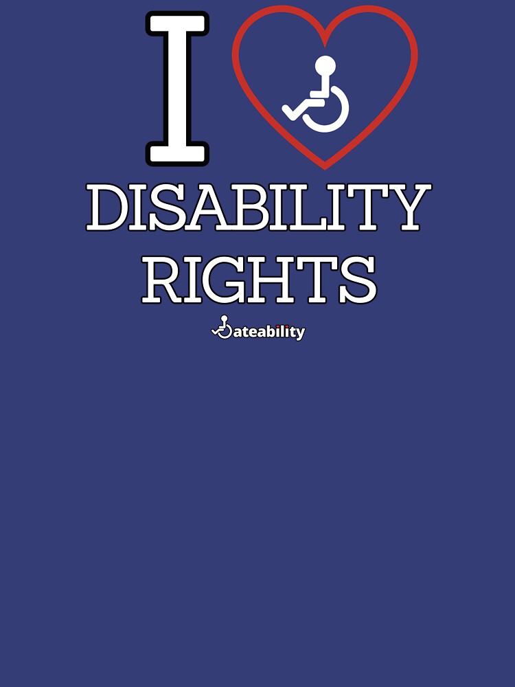 Thumbnail 4 of 4, Fitted V-Neck T-Shirt, I Love Disability Rights designed and sold by Dateability.