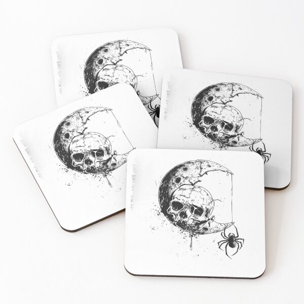 Item preview, Skull Crescent Moon with Spider – Gothic Celestial Horror Illustration designed and sold by inkoutninja.