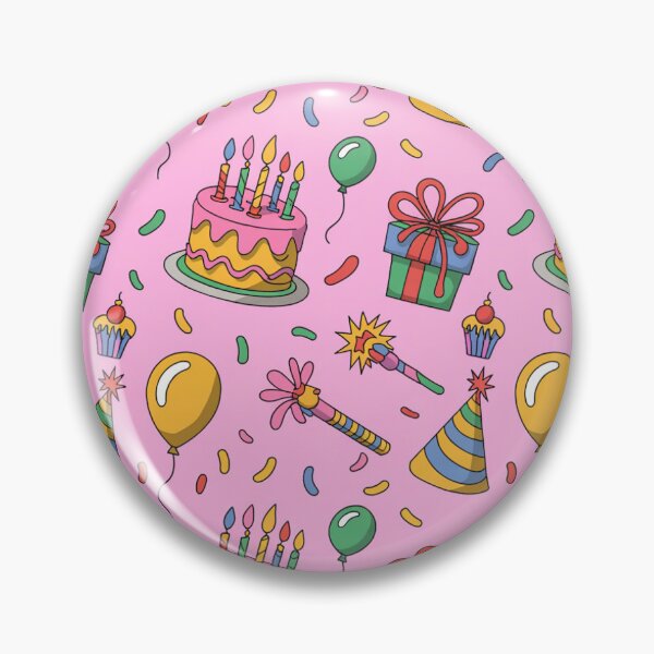 Item preview, Sweet Pink Birthday Party Pattern - Cakes, Balloons, Hats & Noisemakers designed and sold by Midnight Veil Designs.