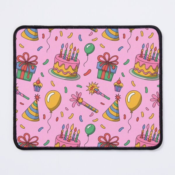 Item preview, Sweet Pink Birthday Party Pattern - Cakes, Balloons, Hats & Noisemakers designed and sold by Midnight Veil Designs.