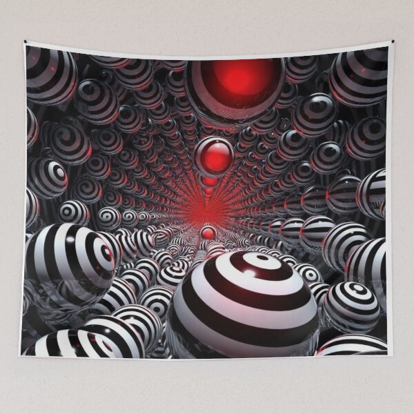 Item preview, Hypnotic Red Vortex Spheres – Surreal Op Art Illusion designed and sold by PixelVibe782.