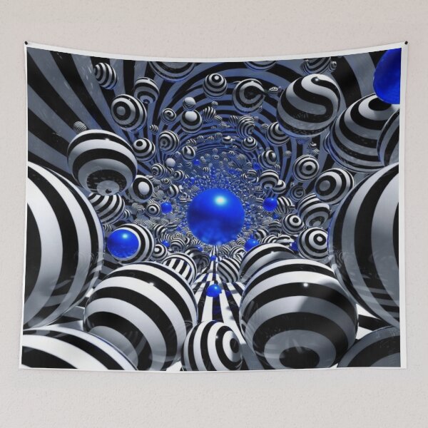 Item preview, Electric Blue Vortex Spheres – Hypnotic Op Art Illusion designed and sold by PixelVibe782.