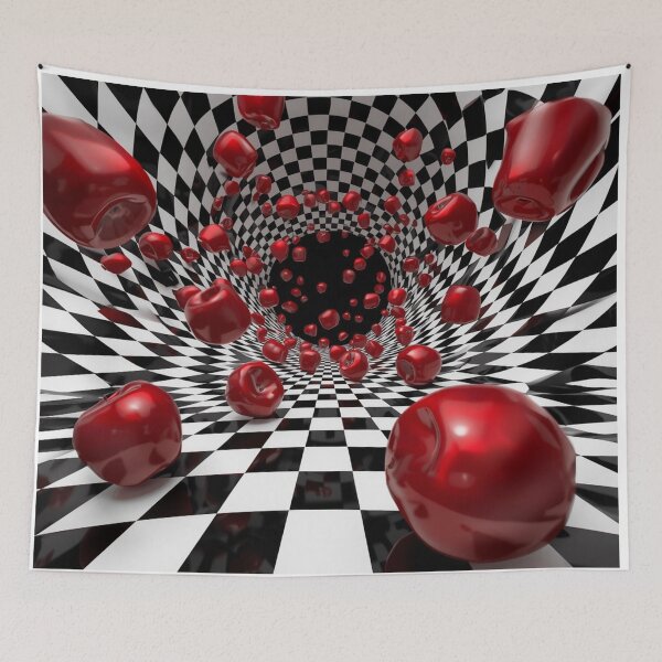 Item preview, Red Apple Vortex – Surreal Checkerboard Illusion designed and sold by PixelVibe782.