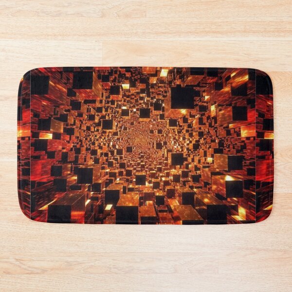 Item preview, Fiery Cube Vortex – Explosive 3D Geometric Art designed and sold by PixelVibe782.