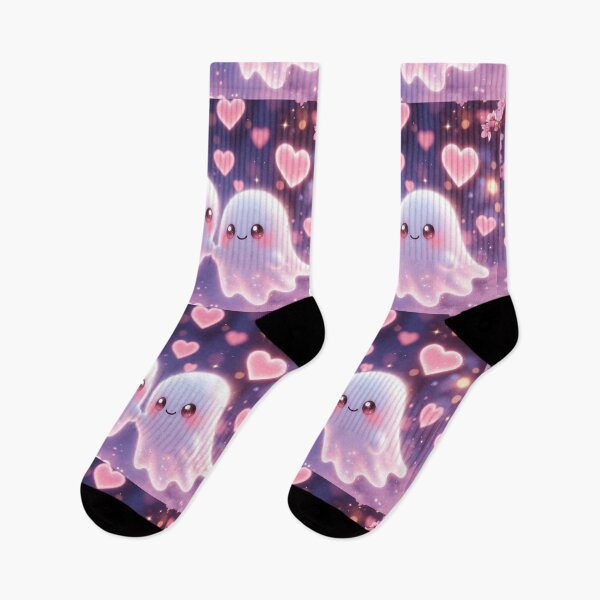 Item preview, Kawaii Ghost Love – Cute Halloween Romance designed and sold by PixelVibe782.