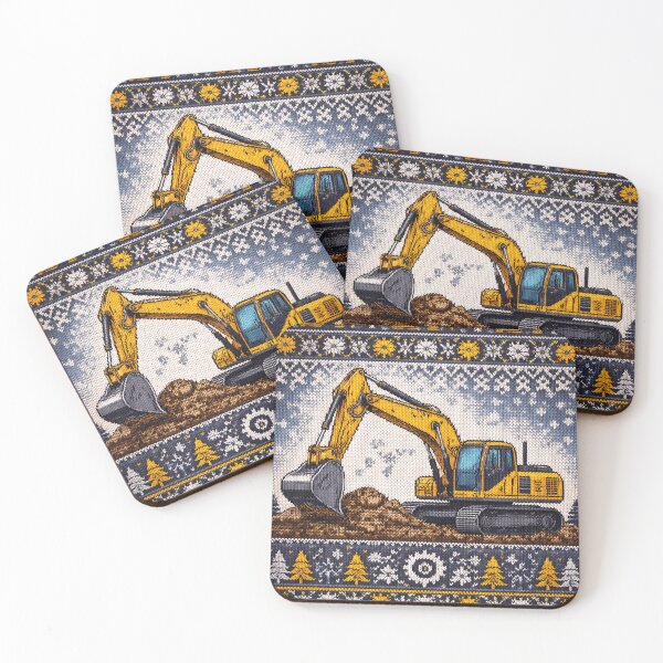 Item preview, Excavator construction site in a wintery knit pattern design designed and sold by Mauswohn.