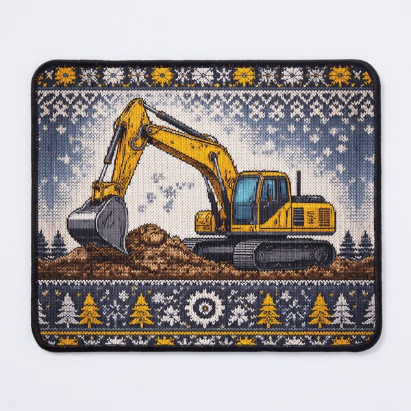 Item preview, Excavator construction site in a wintery knit pattern design designed and sold by Mauswohn.