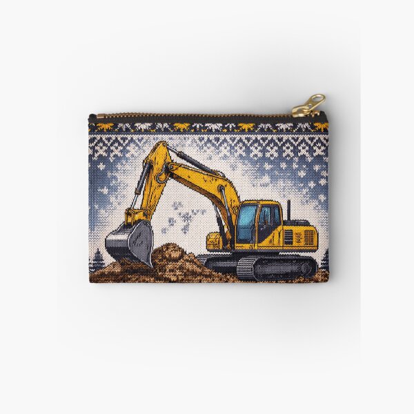 Item preview, Excavator construction site in a wintery knit pattern design designed and sold by Mauswohn.