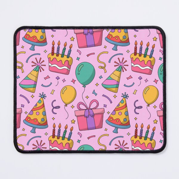 Item preview, Sweet Pink Birthday Party Pattern - Cakes, Balloons, Hats & Noisemakers designed and sold by Midnight Veil Designs.
