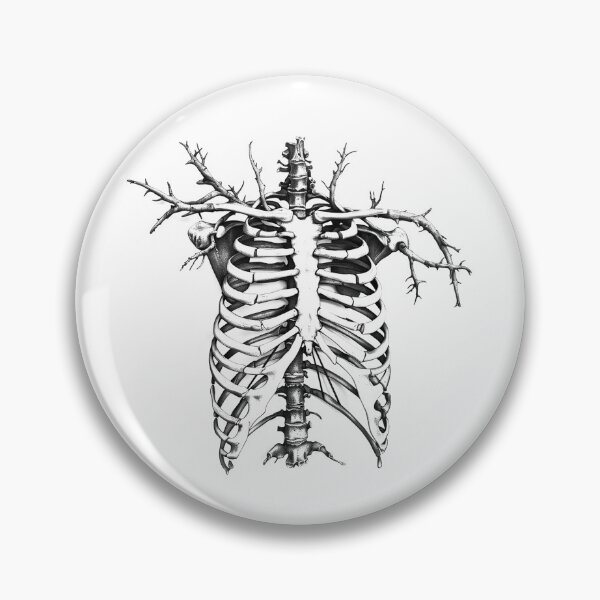 Item preview, Anatomical Ribcage Tree – Dark Gothic Nature Black and White Illustration designed and sold by inkoutninja.