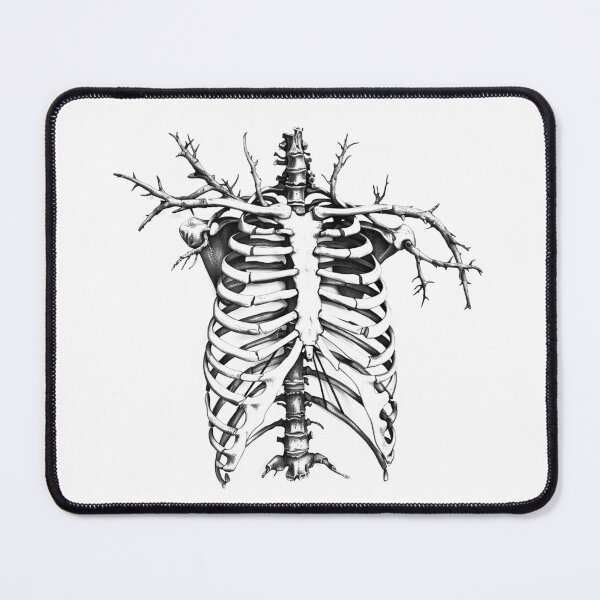 Item preview, Anatomical Ribcage Tree – Dark Gothic Nature Black and White Illustration designed and sold by inkoutninja.