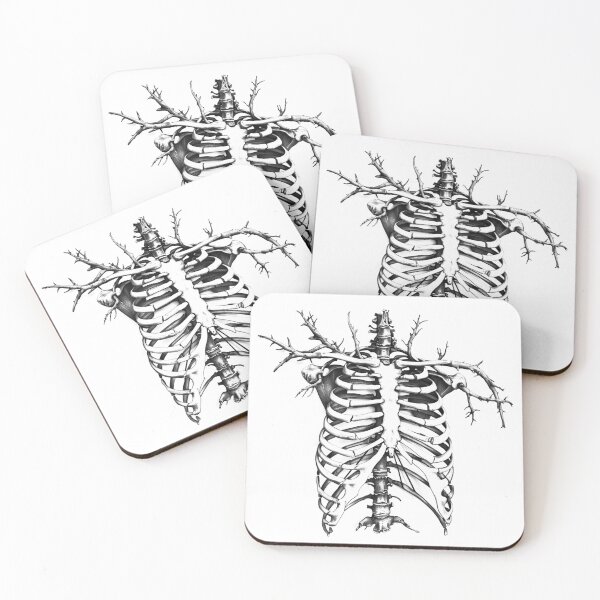 Item preview, Anatomical Ribcage Tree – Dark Gothic Nature Black and White Illustration designed and sold by inkoutninja.