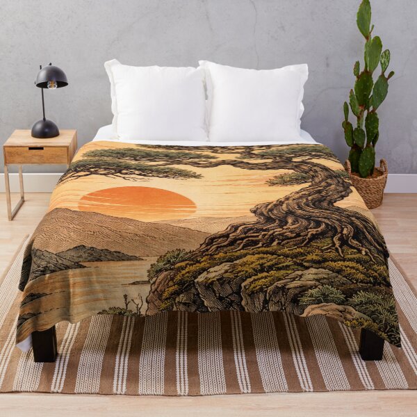 Item preview, Bonsai tree at sunset, Japanese style designed and sold by Mauswohn.
